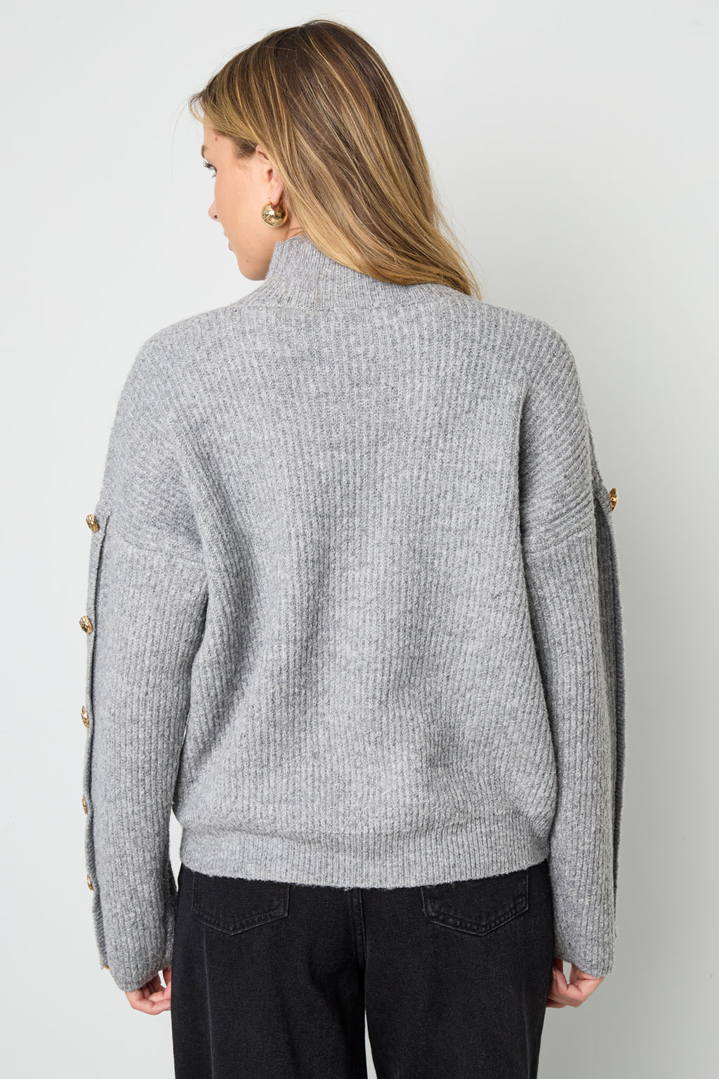Knitted Polyester Fiber Women's Turtleneck Sweater Casual Solid Color