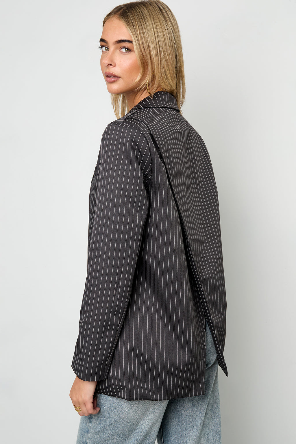 Woven Polyester Fiber Women's Suit Set Elegant Stripes Fall/Winter