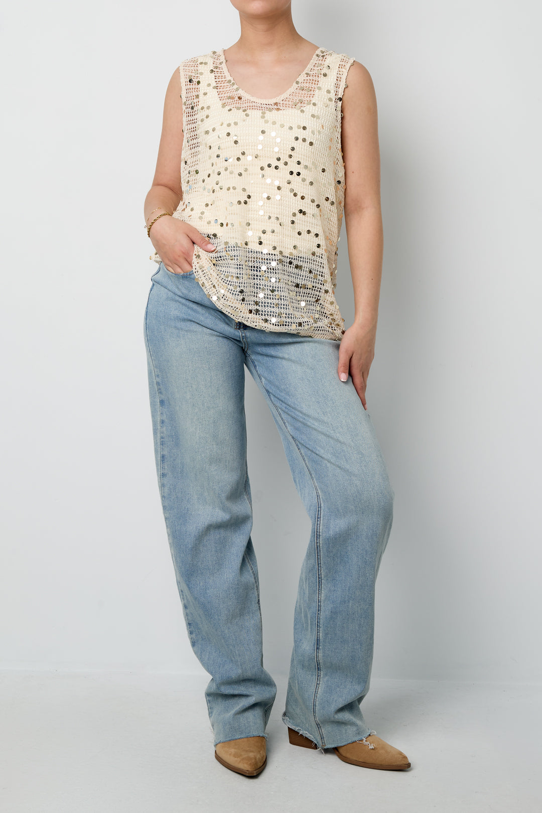 Crocheted beach top with glitter detail