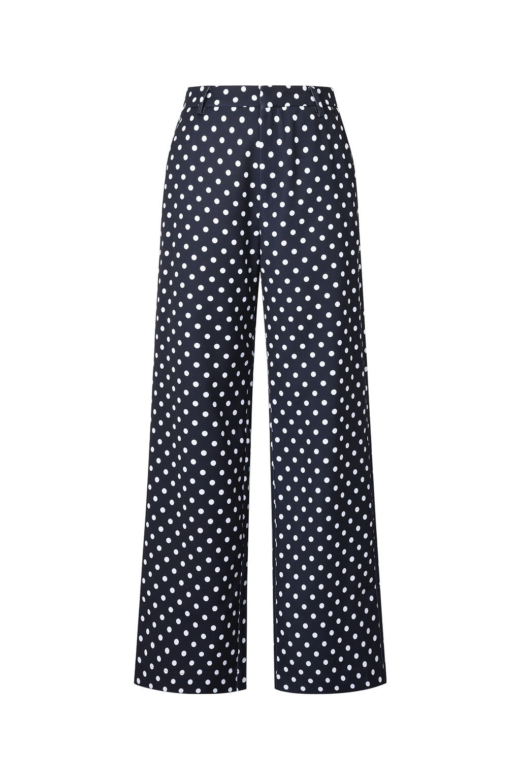 Woven Polyester Fiber Women's Straight Pants Elegant Polka Dots