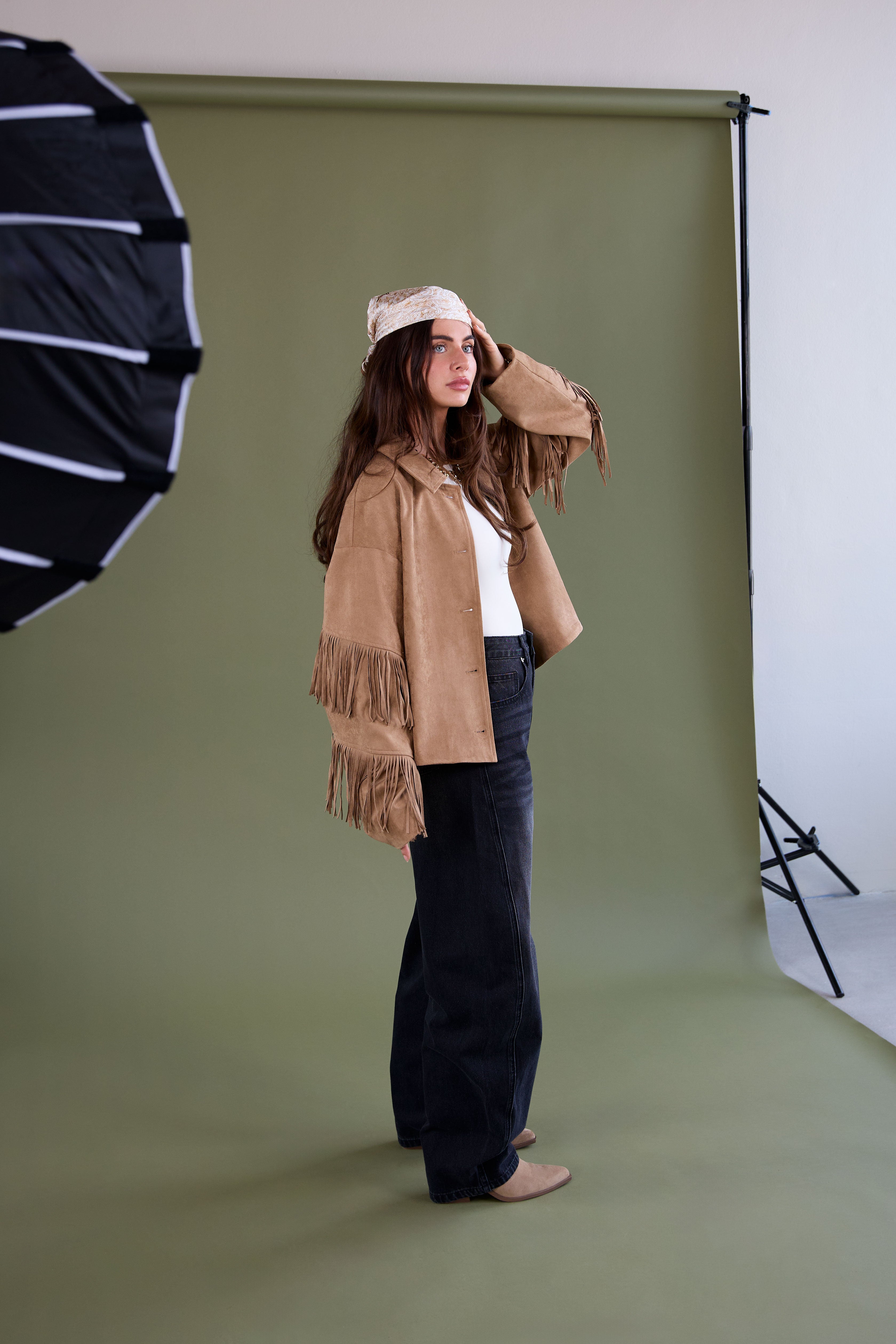 Woven Polyester Fiber Women's Blouse Casual Solid Color Fall/Winter Fringe Detail